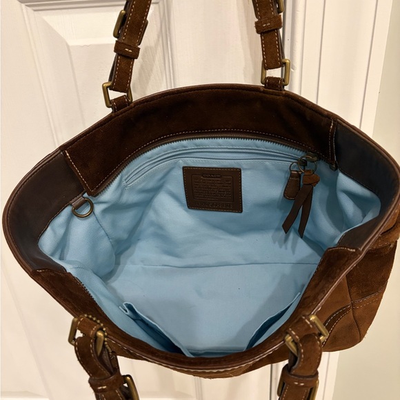 Coach Chocolate Brown Suede Tote Bag - Picture 4 of 6